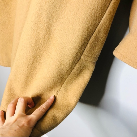 Talbots Camel Duffle Long Coat 100% Wool Removable Hooded Toggle Overcoat Jacket - Picture 12 of 16